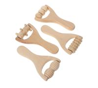 Veemoon 4pezzi Rullo per Massaggio in Legno Naturale Kit per Corpo e Viso Strumento Manuale Ergonomico per Collo e Schiena Portatile per Uso Quotidiano