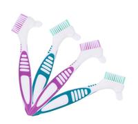 Veemoon 4pezzi Spazzola per Protesi Dentarie Rimozione Colla e Adesivo Pulizia Accurata per Dentiere Mobili Setole Morbide Impugnatura Ergonomica Facile da Usare