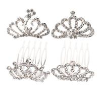 Veemoon 4Pezzi Tiara per Corone Eleganti con Pettine per Cerimonie e Feste Design Raffinato e Stabile per Matrimonio e Compleanni