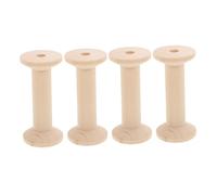 Veemoon 4pezzi Wooden Empty Spools for Thread Organization Large Natural Wood Bobbins for Sewing Wire Weaving And Craft Projects And Practical Thread Management Tools