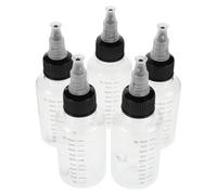 Veemoon 5 Flaconi Applicatori per Vernice 50ml in Plastica Trasparente con Tappo a Pressione e Scala Graduata, Bottiglie Comprimibili per Liquidi con Bocca Larga, per Modellismo e