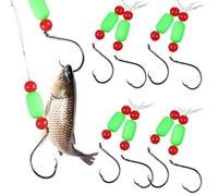 Veemoon 5 Pezzi Amo da Pesca in Acciaio ad Alto Tenore, Rig per Surf | Acqua Salata e Pesca sulla Battigia, in Nylon Perline Fluorescenti, Facile da Usare