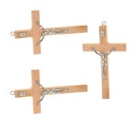 Veemoon 5 Pezzi Croce Religiosa in Legno e Bambù, Ornamento Classico | Decorazione Devozionale Portatile, Resiste alla Deformazione, per Ufficio e Centrotavola, Regalo per Sacramenti