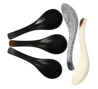 Veemoon 5 Pezzi Cucchiaio Ramen in Ceramica, Set da Stile Giapponese | Leggero e Facile da Pulire, per Zuppe e Altri Piatti, Design Semplice e Gradevole