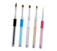 Veemoon 5 pezzi Pennelli Nail Art con Manico in Acrilico e Cristalli Kit Professionale per Manicure Pennelli Dettaglio Ricostruzione Unghie per Casa e Salone