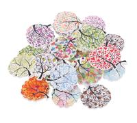 Veemoon 50 Pezzi Bottoni in Legno Design ad Albero, Fibbie Decorative per Cucito, Set per Abbigliamento Fai da Te, Resistenti e Facili da Applicare, per Camicie e Maglioni