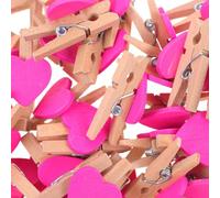 Veemoon 50 Pezzi Mini Fermagli in Legno a Forma di Cuore - Clip Decorative per Foto - Matrimonio e Artigianato Accessori Originali per e Feste Molletta Colorata in Legno Naturale