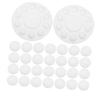 Veemoon 50 Pezzi Palette Plastica Rotonda per Acquerelli con Vaschette Vassoio per Mescolare Colori Leggera e Lavabile per Pittura ad Acquerello e Gouache