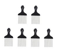 Veemoon 6 Pcs Pettini in Metallo Per Ricci Afro - Set Di Strumenti Per Detangling e Styling Parrucca e Treccia - Ideale Per Uomo e Donna Nero