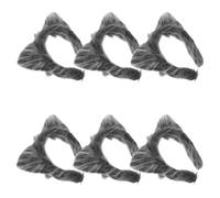 Veemoon 6 pezzi Cerchietto con orecchie da lupo in peluche, accessorio per | Fascia per capelli da cosplay a tema animale, grigia e pelosa - Orecchie morbide e morbide per il massimo comfort, ideale per