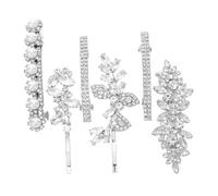 Veemoon 6 Pezzi Fermagli Sposa con Strass Brillanti Forcine Cristallo Leggere e Resistenti Forma di Fiore e Foglia Accessori Eleganti per Damigelle e Cerimonie