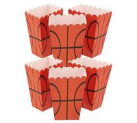 Veemoon 6 Pezzi Scatole Popcorn per Feste a Tema Basket in Carta Arancia Grande capacità e Materiale Sicuro, Facili da Assemblare per Compleanno e Party