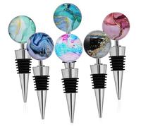 Veemoon 6 Pezzi Tappi per Bottiglie Vino in Lega di Zinco con Design Cono Elegante e Sfera Cristallo Tappi Decorativi Resistenti e Antiruggine per Bottiglie di Vino Whisky e Bevande per