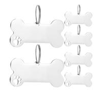 Veemoon 6 Targhette Identificative in Acciaio Inox 40x20x1mm per Cani e Gatti, Etichette Incisione Personalizzata, Targhette Antismarrimento per Animali Domestici, Set 6 Pezzi per Collari
