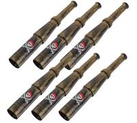 Veemoon 6 Telescopi Monoculari Giocattolo Pirata, Monocoli Educativi Leggeri e Portatili in Plastica Bronzo, Accessori Festa a Tema Pirati per Giochi Didattici e Divertimento