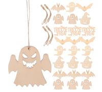 Veemoon 60 sagome di legno vuote per Halloween, da ritagliare per lavori | Fantasma Zucca Pipistrello Dolcetto o scherzetto Pezzi di legno da dipingere, ornamenti di Halloween in legno non rifiniti