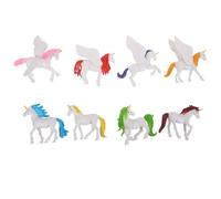 Veemoon 8 pezzi di cavalli in miniatura in plastica - Mini figure di cavalli ornamentali per decorazioni da scrivania, ufficio, giardino - Eleganti animali artigianali per micro paesaggi