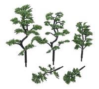 Veemoon Alberi Modello Miniatura Design Realistico in Plastico Verde 5pezzi Alberi Finti da Esterno a Forma di Picea per Modelli di Paesaggio e Progetti di Architettura