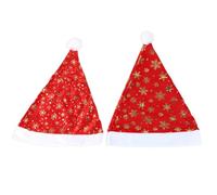 Veemoon Berretto Natalizio Stampato in Flanella 2 Pezzi, Cappello di Babbo Natale Decorativo in Peluche Leggero, Copricapo Natalizio Divertente per Feste e Servizi Stile Stile Casuale