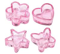 Veemoon Bicchieri di Vetro Rosa e Organizzati Ampio Spazio per Nail Art Set 4 per Accessori , Contenitori Eleganti per Smalti e Liquidità Unghie in Manicure