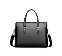 Veemoon Borsa Messenger da Uomo in Pelle Bovina Nera, Leggera e Portatile, Stile Semplice e Elegante, per Laptop e Uso Business Quotidiano