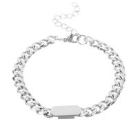 Veemoon Bracciale Uomo Design a Catena e Ossa di Drago Resistente allo Sbiadimento in Acciaio Inossidabile Stile Hip Hop Personalizzabile Incisioni, Argento, per Uso Quotidiano