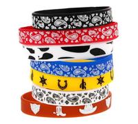 Veemoon Braccialetti per Feste Unisex in Silicone Ciondoli a Tema Western, Set da 7 Pezzi, Cinturini Colorati Resistenti All’usura, Accessori Decorativi per Eventi e Festival