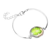 Veemoon Braccialetto da Donna a Quattro Foglie in Vetro, Set 2 Pezzi, Gioielli da Polso Cristallo, Regalo per Compleanno e Festa della Mamma, Accessorio Elegante per Ragazze