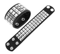 Veemoon Braccialetto Punk Borchiato in Pelle Pu Resistente, Set 2 Pezzi Unisex per Feste di Halloween e Cosplay, Accessorio Gotico Vintage Rivetti Multipli per Look Alternativo