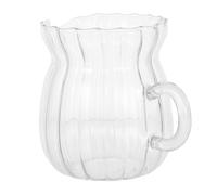 Veemoon Bricco per Schiumare Latte in Vetro Trasparente 370 Ml Design a Strisce Verticali Brocca Compatta per Caffè Tè e Cioccolata Calda Adatta a Microonde per Uso Domestico e da