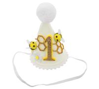 Veemoon Cappello a cono per il primo compleanno di un'ape, cappello per il primo compleanno di un bambino e di una bambina - Prima corona per decorazioni per feste di un anno
