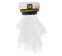 Veemoon Cappello da Marinaio Look Strepitoso con Velo Bianco da Sposa Accessorio Chioma Elegante e Resistente per Matrimoni e Addio al Nubilato per Sposa