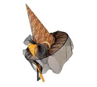 Veemoon Cappello da Strega di Halloween per Adulti Cappelli da Strega Decorazione Floreale Arancione Costume da Mago per Donna Cappello a Falda Larga per Feste Tema e Cosplay