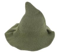 Veemoon Cappello da Strega Halloween Verde in Misto Lana Ampia Falda e Punta a Cono, Protezione Solare e Calore, per Feste Autunnali e Invernali
