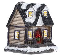 Veemoon Casa di Natale Luminosa in Resina con Luci LED Gialle, Decorazione da Tavolo per Feste Natalizie, Mini Villa Scintillante Alimentata a Batteria, per Atmosfera Colore Casuale