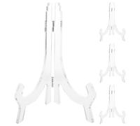 Veemoon Cavalletti Trasparenti da Tavolo in Plastica 4 Pezzi Espositore Portapiatti Robusto 16 CM Supporto per Vassoi e Cornici per Esposizioni Matrimoni e Decorazioni Eleganti