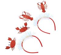 Veemoon Cerchietti Chioma a Forma di Creature Marine 2 Pezzi Aragosta e Granchio Glitter Rosso, Comodi e Pratici per Feste in Costume e Carnevale