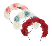 Veemoon Cerchietti Floreali da Sposa 3 Pezzi Copricapo per Matrimonio e Damigella D’Onore Fascia Floreale Bohémien Regolabile per Feste e Foto Nuziali