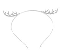 Veemoon Cerchietto Corna di Renna e Strass Fascia Natalizia per Capelli Tiara Fiocchi di Accessori per Costumi di Natale Corona per Capelli Festiva