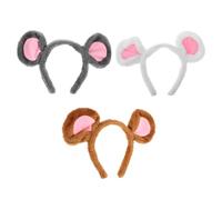 Veemoon Cerchietto per capelli con orecchie di animale, 3 pezzi: accessorio per costume da topo, elastico, con orecchie di ratto, decorazione per feste di Natale e travestimenti per animali.