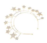 Veemoon Cerchietto per Chioma da Sposa Stelle e Cristalli in Lega Oro, Leggero ed Elegante per Donne e Ragazze in Occasioni Speciali e Feste Danzanti
