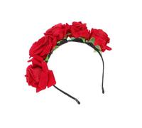 Veemoon Cerchietto per Chioma Rosa Artificiale Rossa 7cm Leggero e Confortevole in Resina e Plastica, Accessorio Raffinato per Matrimonio e Serate Speciali