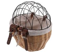 Veemoon Cestino in Vimini Naturale per Bici Manico, Trasportino per Gatti e Cani Piccoli, Ventilato e Facile da Agganciare per Ciclismo e Trasporto Animali Urbani