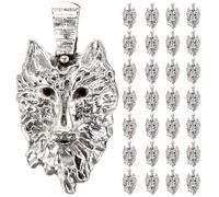 Veemoon Ciondoli Testa di Lupo Materiale Artigianale 50 Pezzi in Lega Argento Antico Accessori Fai da Te per Collane e Portachiavi per Creazione Gioielli e Regali Personalizzati