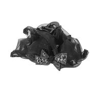 Veemoon Clip Capelli Gotiche Vintage con Nodo in Tulle Nero e Strass Forcine Art Déco per Acconciature Raccolte Eleganti per Halloween e Feste Tema