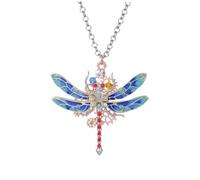 Veemoon Collana di libellule a diamante a diamante colorato Rosso collane tallone collana girocollo da donna catena del collo ciondolo al collo collana da donna catena colorata