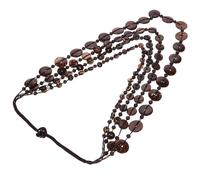 Veemoon Collana Vintage Multifilo in Legno e Perline di Cocco Intrecciate a Mano, Collana Bavaglino Boho da Donna per Outfit Casual e Vacanze, Gioiello Retrò Perline Rotonde Marroni