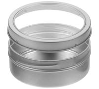 Veemoon Contenitori in Alluminio, Scatole Rotonde per Spezie, Contenitori in Metallo con Coperchio Magnetico Trasparente E Tappo a Vite per Conservare Spezie, Caramelle, per Le Labbra, Candele