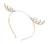 Veemoon Copricapo Corna di Renna Cerchietto per Capelli Corna di Cervo Accessori per Feste Natalizie Cerchietto per Capelli Cristalli e Strass Copricapo Festivo Fiocchi