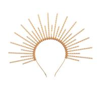 Veemoon Copricapo della Dea Vergine Maria | Fascia per capelli con raggiera di strass dorati e punta | Corona in metallo di grande effetto per occasioni religiose, cosplay, feste, accento scintillante